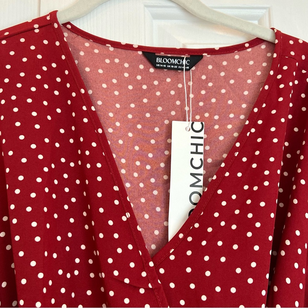BloomChic Red Polka Dot Midi Dress - Picture 4 of 4